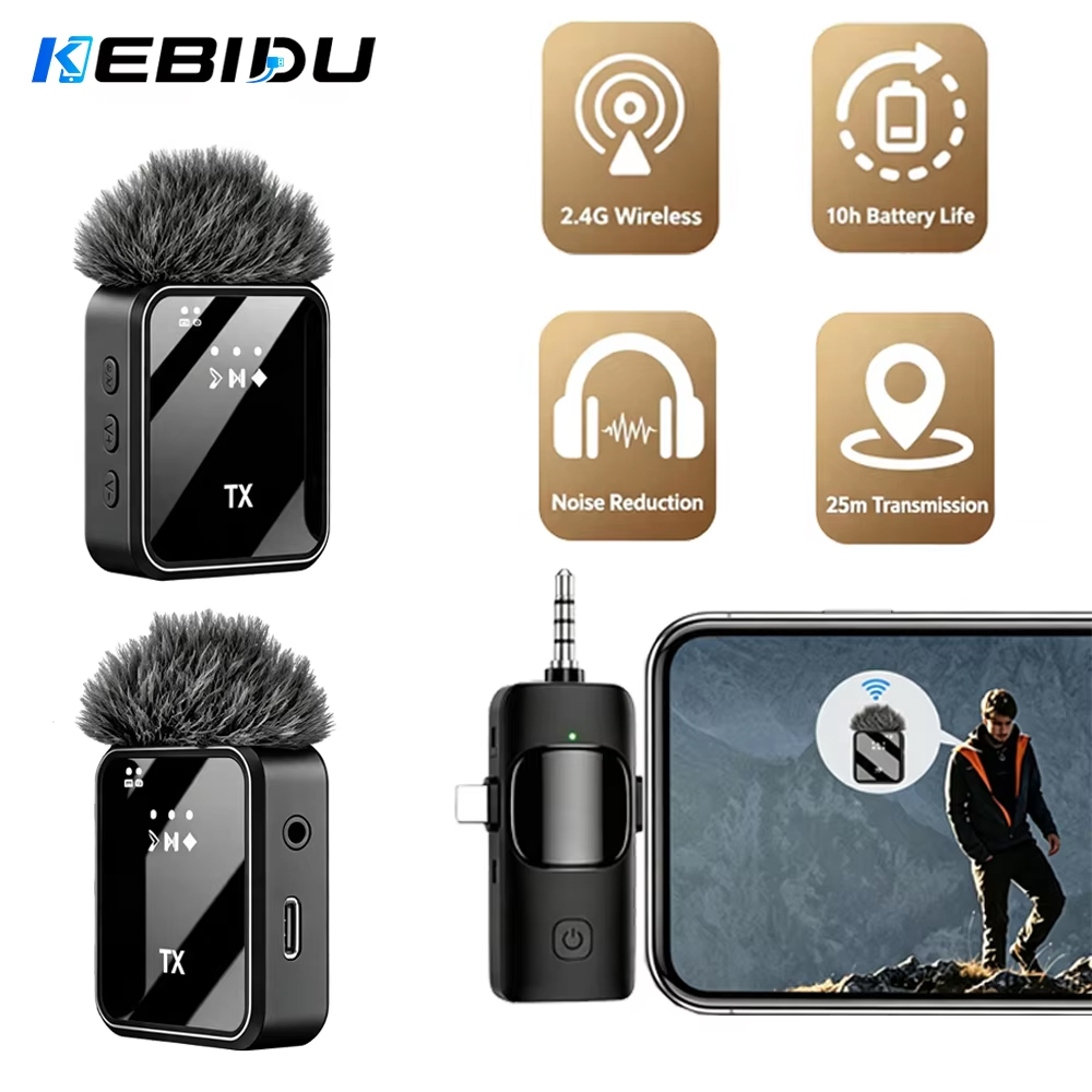 Streaming Mic Condenser - Mikrofon Lavalier Nirkabel KEBIDU 3 in