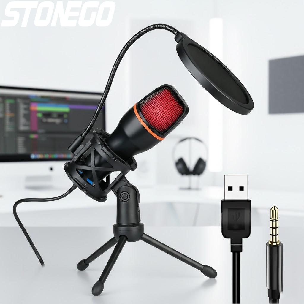 Streaming Mic Condenser - Kit Mikrofon Kondensor USB Profesional dengan