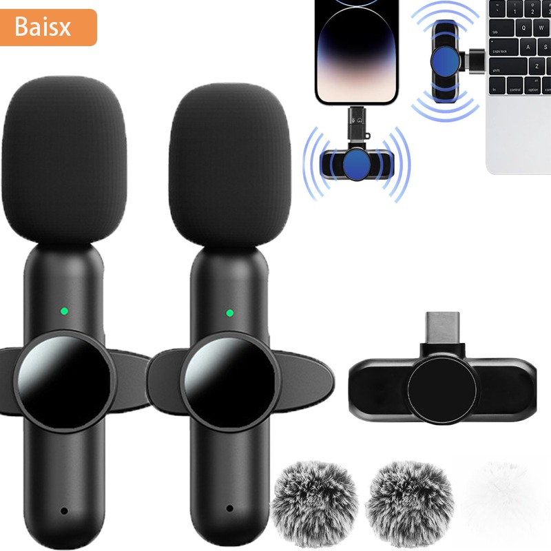 Streaming Mic Condenser - Mikrofon Lavalier Nirkabel untuk iPhone iPad,