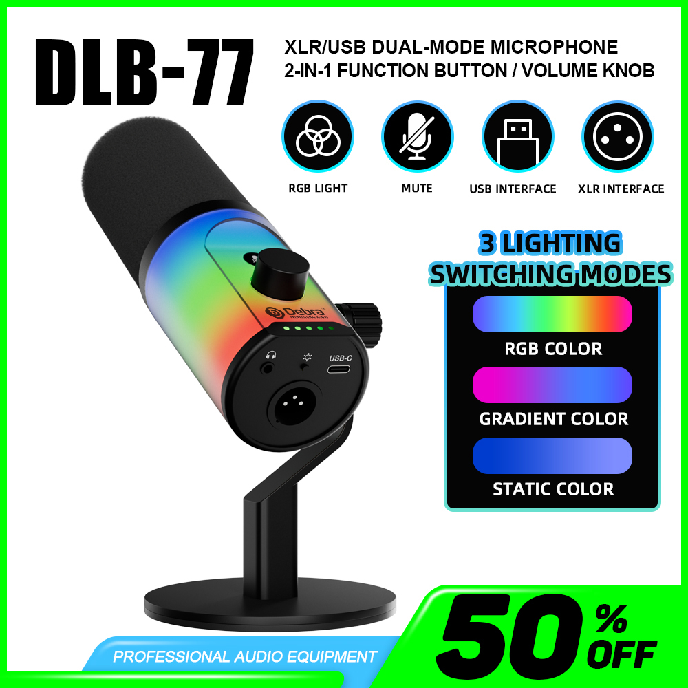 Streaming Mic Condenser - Mikrofon Dinamis USB XLR Profesional dengan