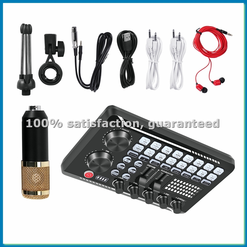 Streaming Mic Condenser - Kit Kartu Suara F998, Kit Mikrofon