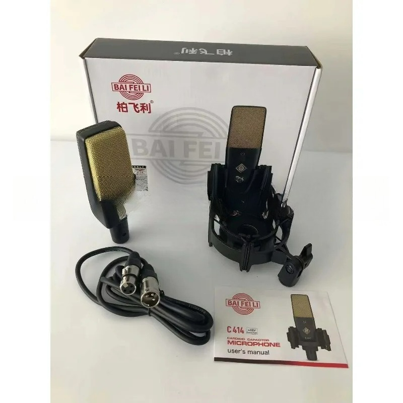 Streaming Mic Condenser - Mikrofon Kondensor Profesional C414 Dengan Diafragma
