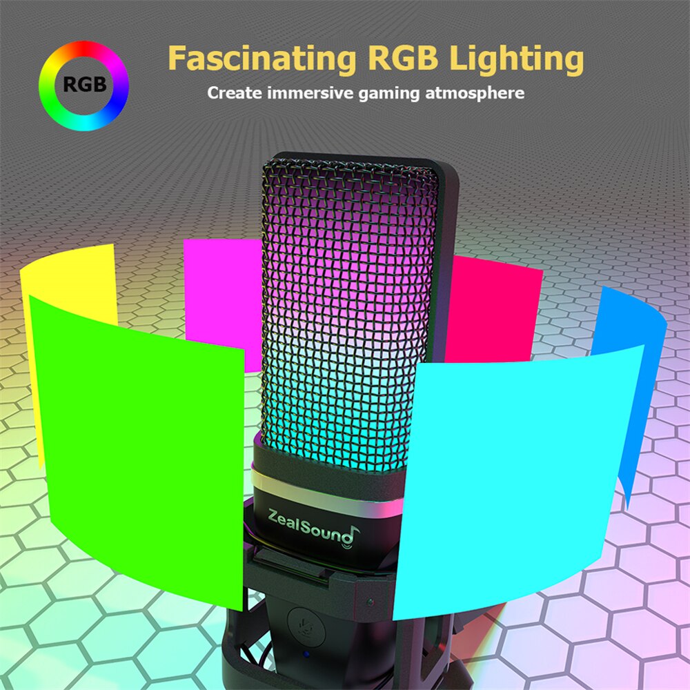 Zealsound mikrofon rekaman RGB - Streaming Mic Condenser ulasan dan harga