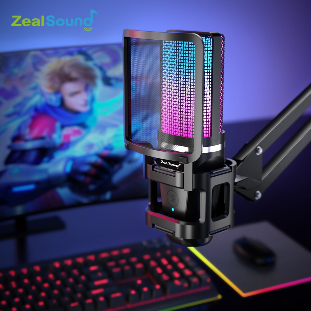 Zealsound mikrofon rekaman RGB - Streaming Mic Condenser ulasan dan harga