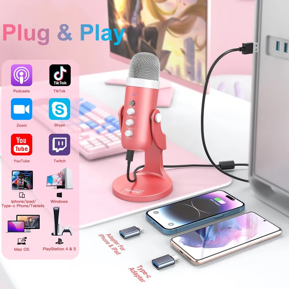 Haomien mikrofon kondensor USB - Streaming Mic Condenser ulasan dan harga