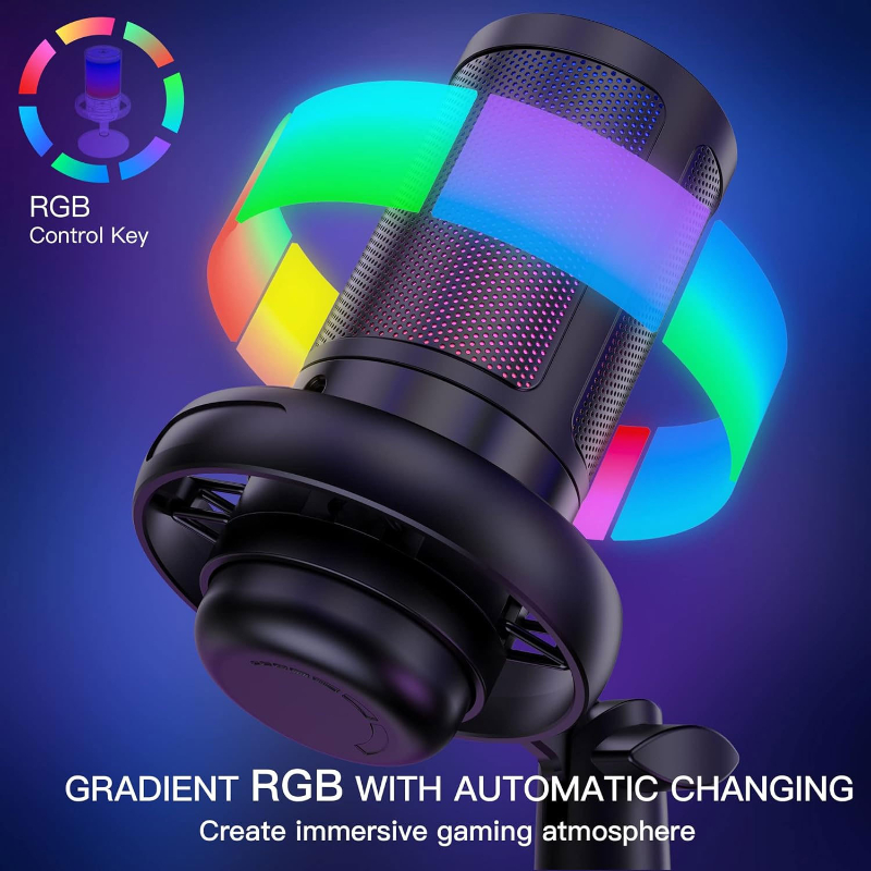 Mikrofon Gaming RGB dengan Pen - Streaming Mic Condenser ulasan dan harga