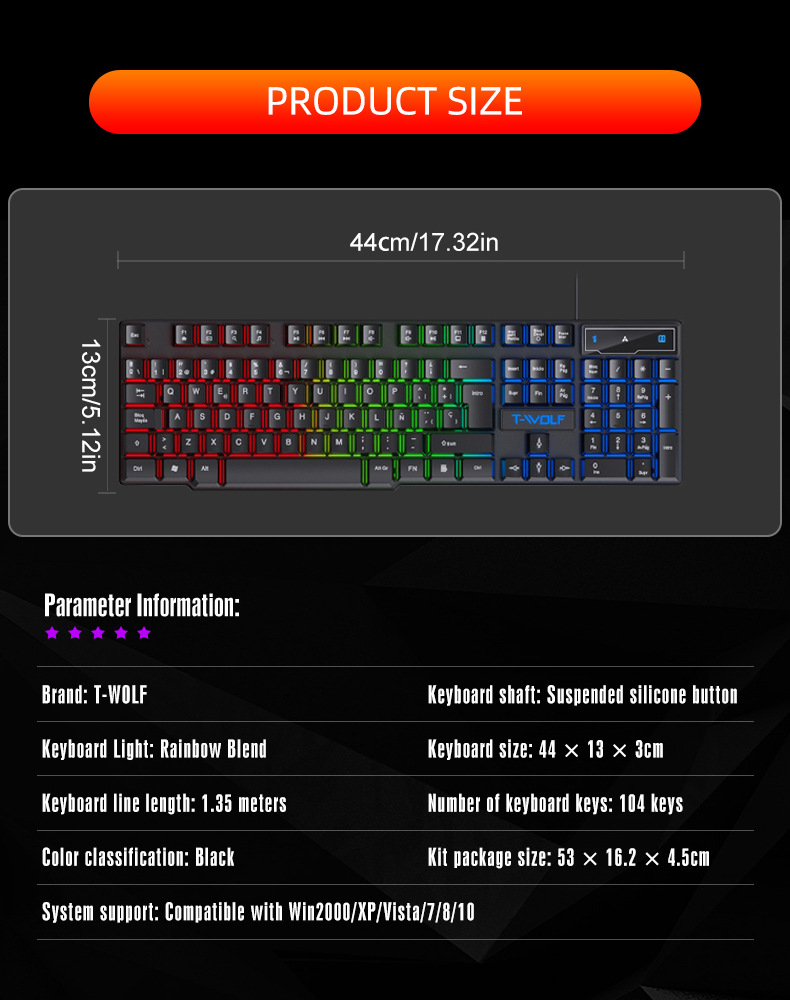 Keyboard Gaming Berkabel denga - Esports Gaming Logo ulasan dan harga
